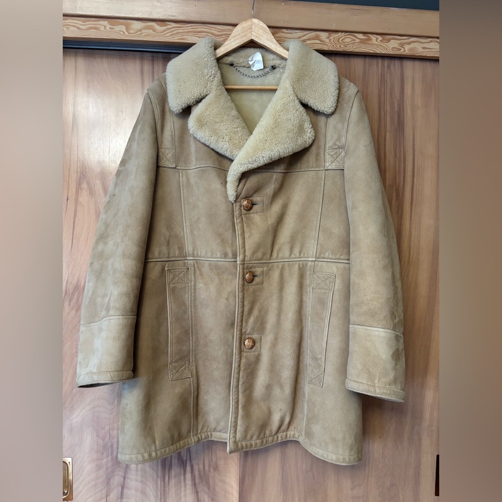 Lambskin Shearling Coat, Men's Tan, XL Women’s Shearling Coat, Camel, beige coat